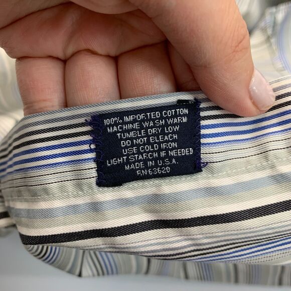 Vintage Burberry Shirt Mens XL Extra Large Striped Button Up Cotton Made in USA - Picture 8 of 10